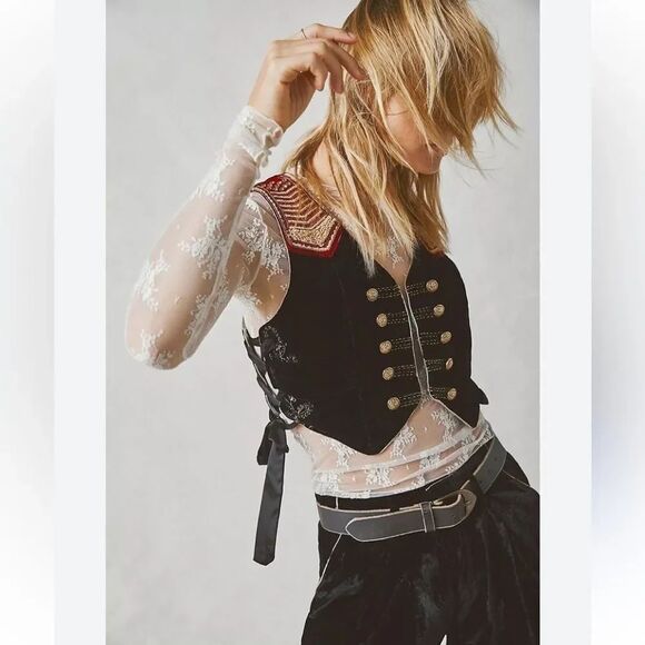 Free People Pants - Free People Sign Of The Times Western Embroidered Velvet Suit Set Size 4